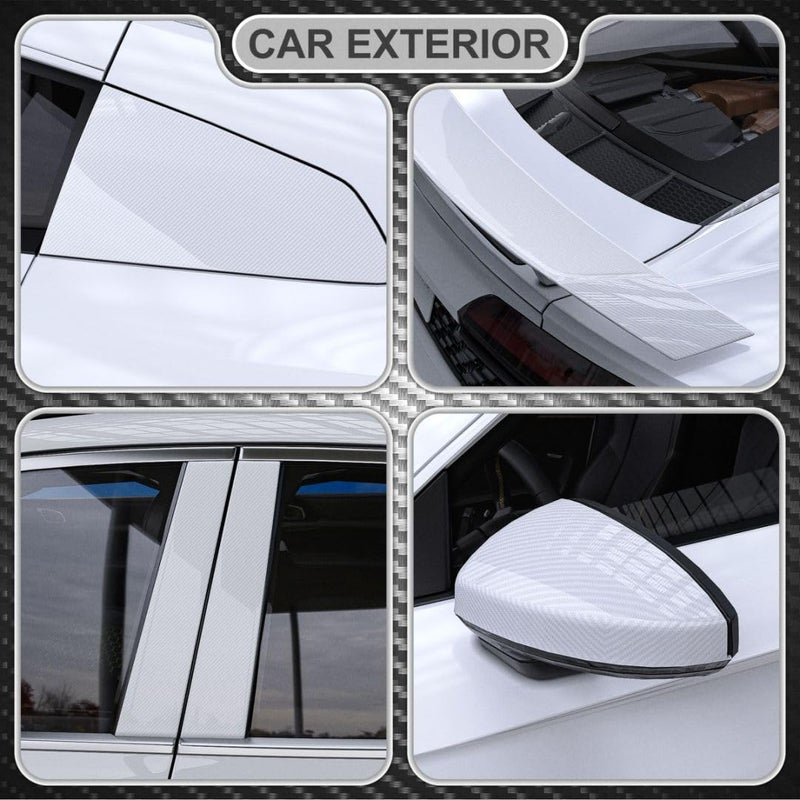 Lypumso 6D Carbon Fiber Vinyl Wrap Roll, Glossy Car Wrap Film Featuring Bubble Free Air Release Technology, Car Moto DIY Interior Exterior Decoration (Carbon Fiber White, 1ft x 5ft) - Image 2
